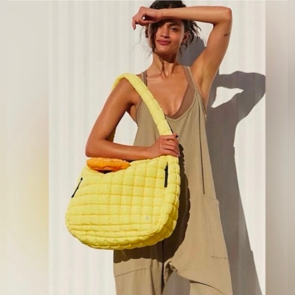 FP Movement by Free People Handbags - NWT Free People Yellow Quilted Hobo Bag - Sour Citrus